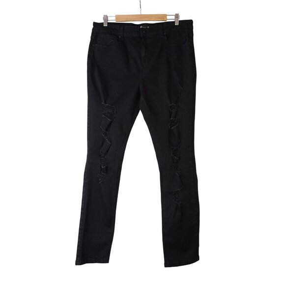 Hot Topic men's black destructed grunge slim fit stretch jeans 36 x 31 - Picture 1 of 14